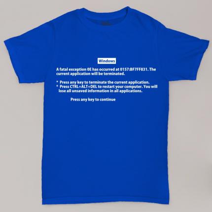 T-shirt windows blue screen of death fatal error