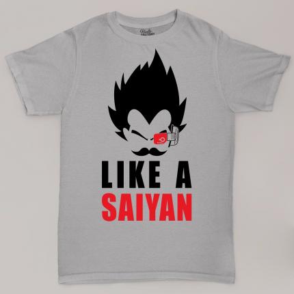 T-shirt Dragon Ball like a Saiyan. Roi Végéta avec une moustache hipster.
