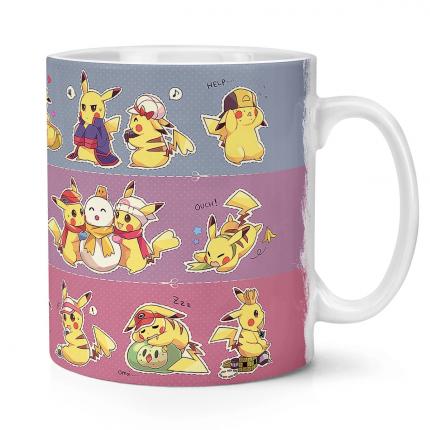 Mug Pokémon avec Pikachu qui cosplay les dresseurs de tous les jeux.